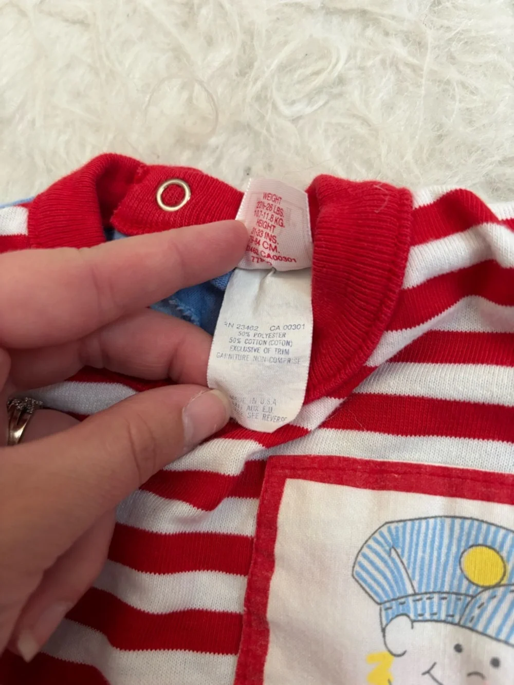 Buster Brown Vintage Red & Light Blue Striped Train Bubble Romper